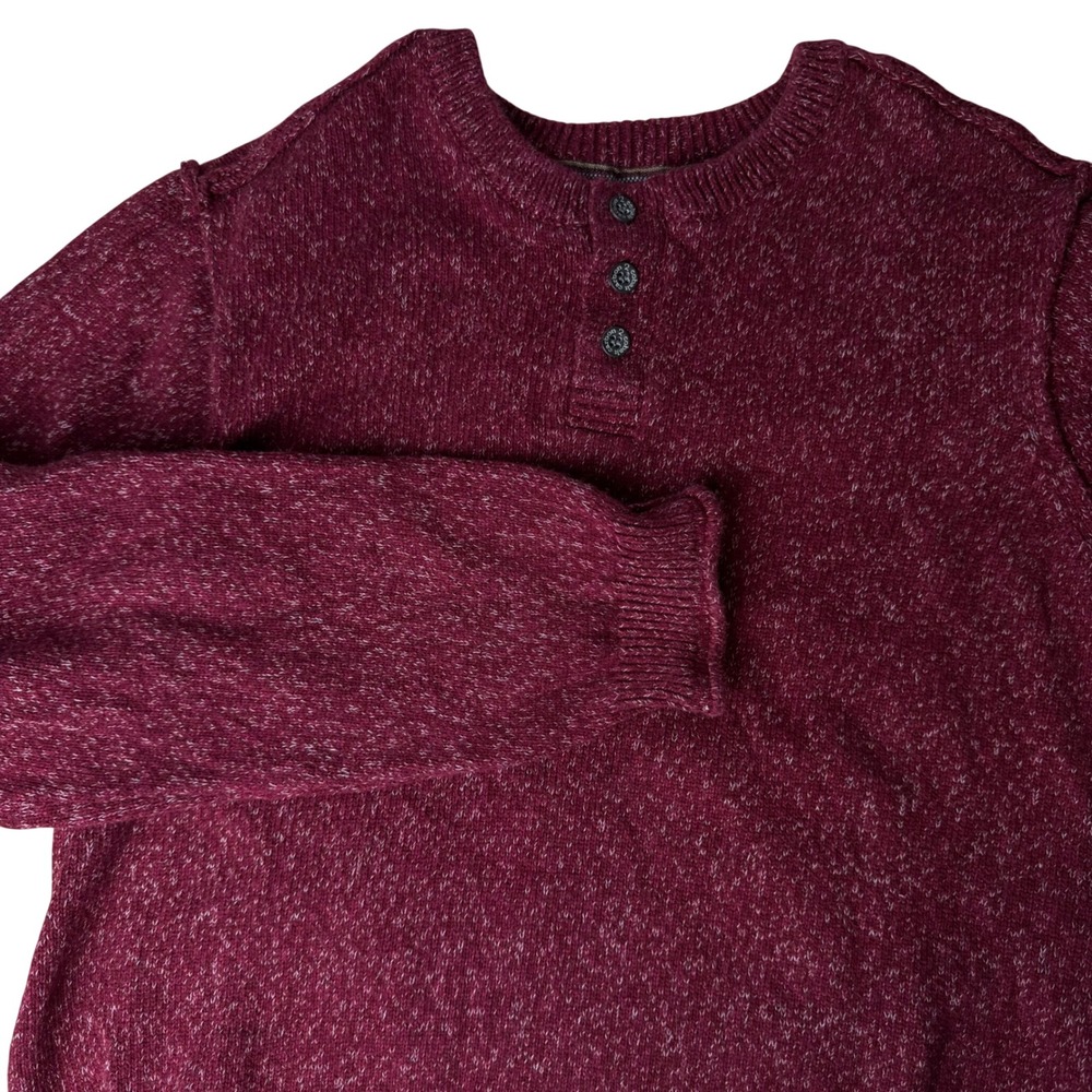 Carbon 2 Cobalt Henley Sweater Mens M Burgundy Cabin‎ 100% Cotton Knit Gorpcore